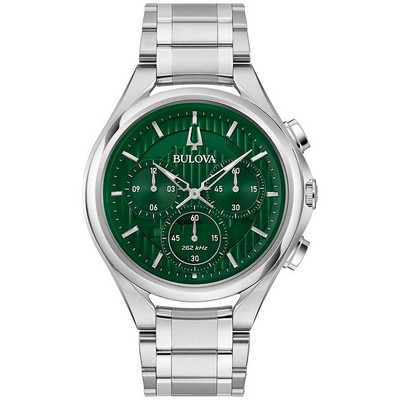 Bulova Watches Men's Curv Progressive Dress Stainless Steel Bracelet Watch Green Dial