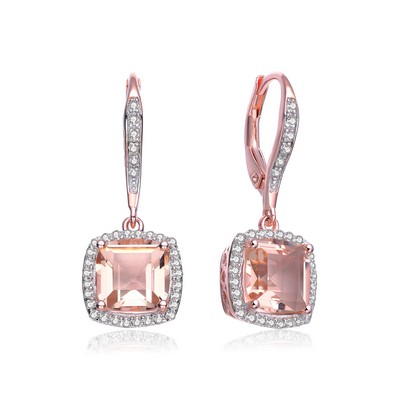 GENEVIVE Rose Gold Plated Cz Drop Earring Size 1.02