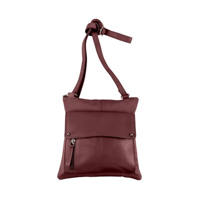 Champs Luggage Burgundy Leather Rfid Organizer Crossbody Size 10"X10"X1"