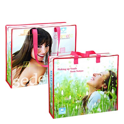 Full-color Laminated Non-Woven Custom Zipper Tote Bag (20"x17"x6")