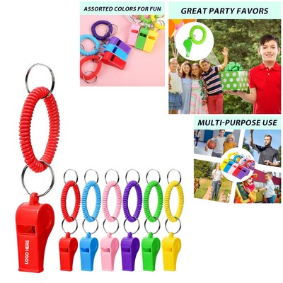 Coiled Sports Whistle Keychain