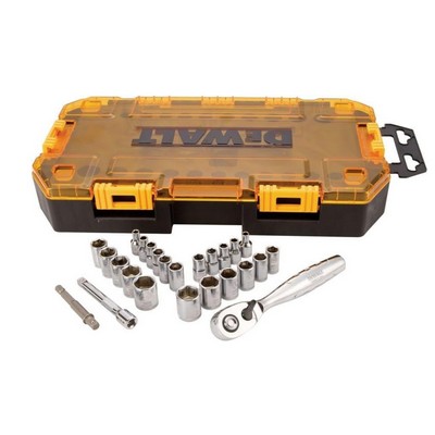 DeWalt® Drive Socket Set, SAE/Metric, 1/4" Drive, 25 Piece