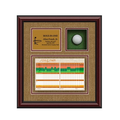 Custom Framed Golf Score Card and Ball