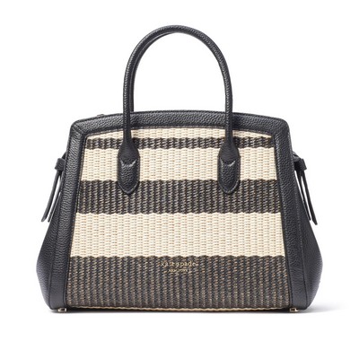 kate spade new york Knott Striped Straw Medium Satchel - Black Multi