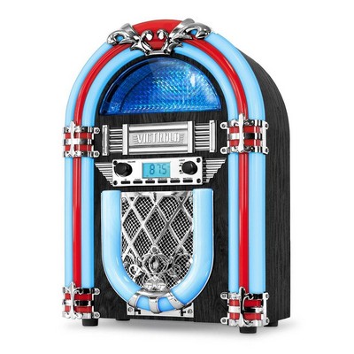 Victrola Victrola Nostalgic Wood Countertop Jukebox w/Built-In Bluetooth, Silver