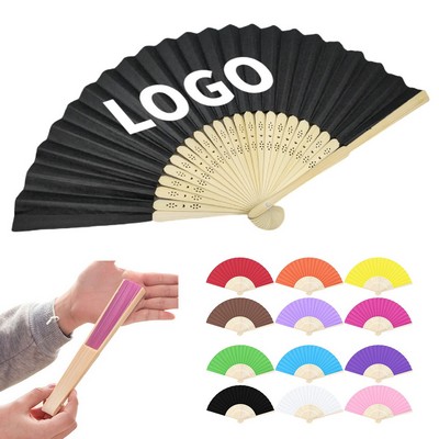 8.27"(21cm) Bamboo Silk Folding Handheld Fan