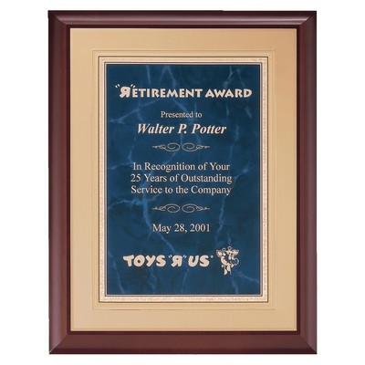 Hand Rubbed Cherry Finish Plaque w/Marble Plate