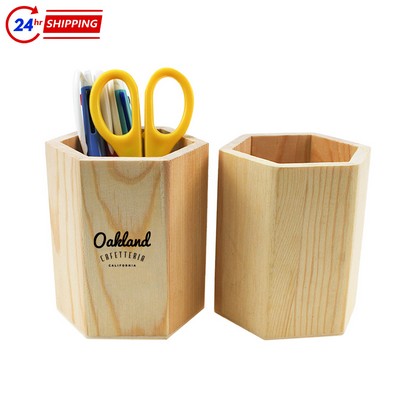 Hexagonal Wooden Pen Holder