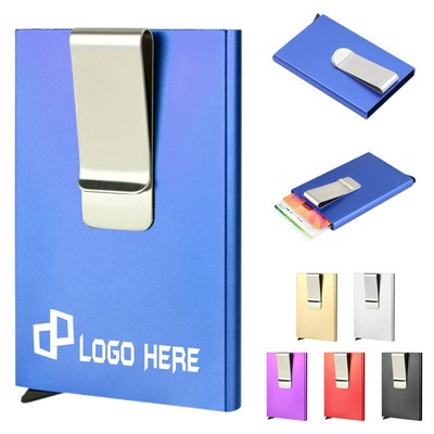 Aluminum Metal Rfid Credit Card Holder Sleeve W/ Cash Clip