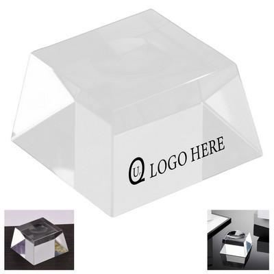 2.76" Square Crystal Award Base With Circular Grooves
