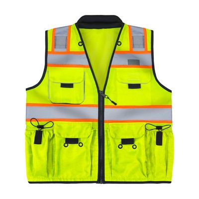 ANSI Class 2 Solid Green Deluxe Surveyors Vest