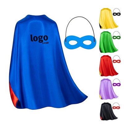 Child Satin Cape Double-Sided Superhero Capes and Masks