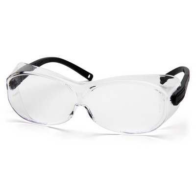 OTS XL Safety Glasses, Black Frame with Clear H2X Anti-Fog Lens