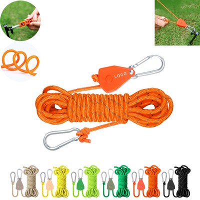 Camping Wind Rope Adjuster Ratchet Pulleys Ropes Tie