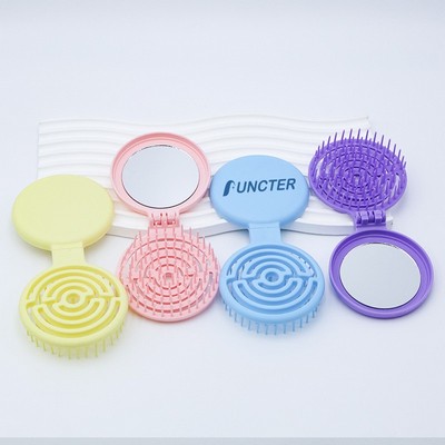 2 - in - 1 Round Foldable Mirror Comb