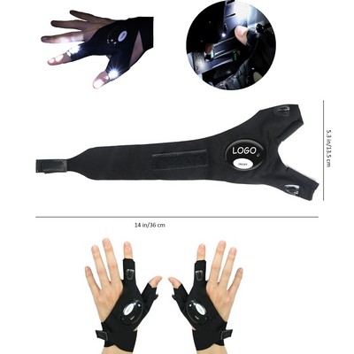Led Flashlight Half Finger Sporting Gloves