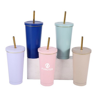 Vacuum Insulated Travel Coffe Tumbler W/ Straw 16 oz.