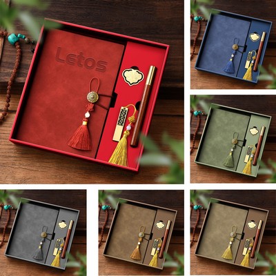 A5 PU Leather-Bound Business Notebook Writing Journal Executive Notebook Meeting Note Gift Set