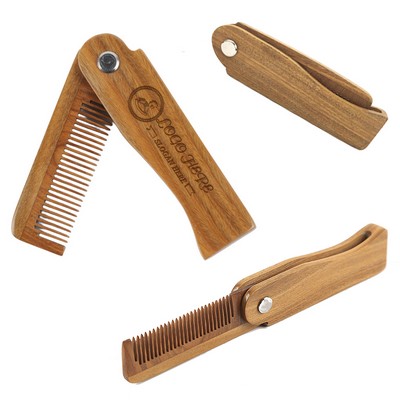 Portable Folding Wooden Beard Comb
