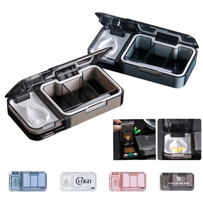 Pill Box With Pill Cutter And Grinder