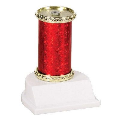 10" Star Sparkle Column Trophy Red/Gold Synthetic White Base