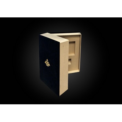 Vintage-Inspired Velvet Book Box with Wooden Insert