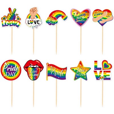 10 Pieces a Set Rainbow Festival Cake Skewers