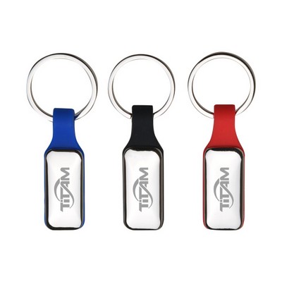 Metal Keychain with Black Silicone Strap