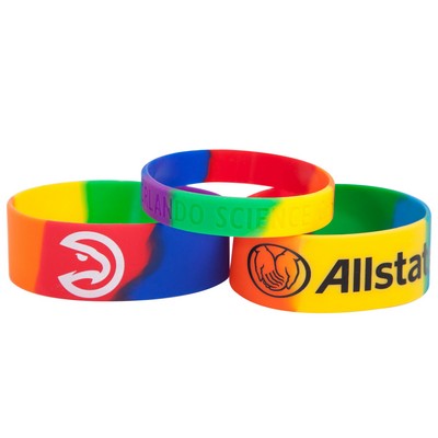 1" Rush Segmented Rainbow Silicone Wristband