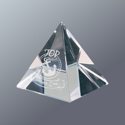 Optical Crystal Clear Pyramid, Small (2-3/8" x 2-3/8"H)