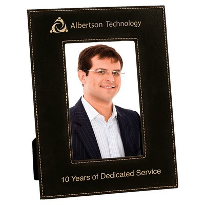 4" x 6" Black/Gold Leatherette Photo Frame