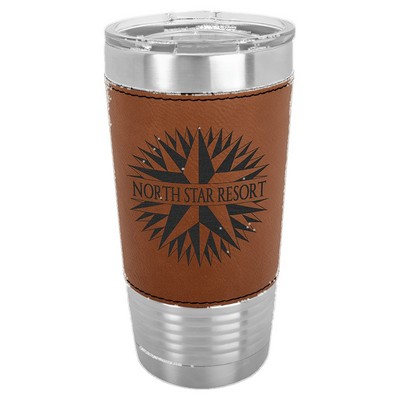 Polar Camel 20 oz. Rawhide Leatherette Tumbler with Clear Lid