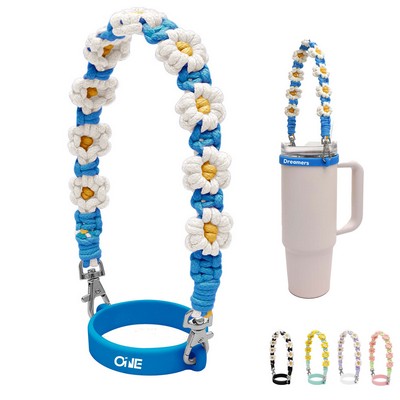 Cup Bottle Silicone Sleeve with Handmade Daisy Strap