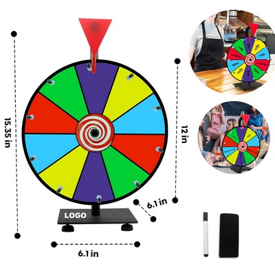 Tabletop Spin Wheel Game 12-Inch Colorful Spinning Prize Wheel with Dry Erase Marker & Eraser
