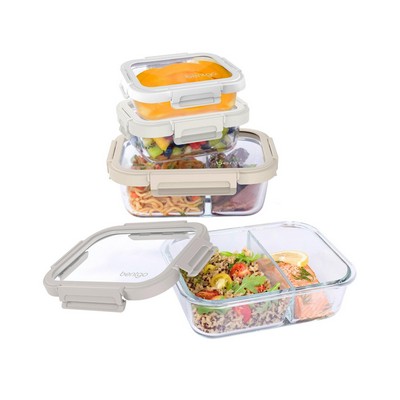 Bentgo 8Pc Glass Leakproof Meal Prep Set White Stone