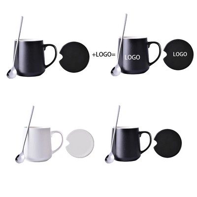 Ceramic Cup With Lid & Spoon