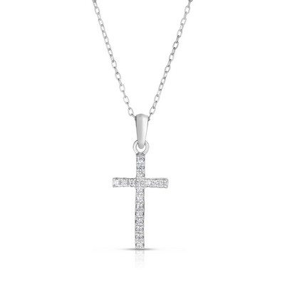 Jilco White Topaz Small Cross Necklace