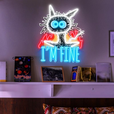 I'm Fine UV Print Halloween Neon Sign