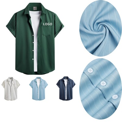 Men's Button Down Casual Striped Shirt