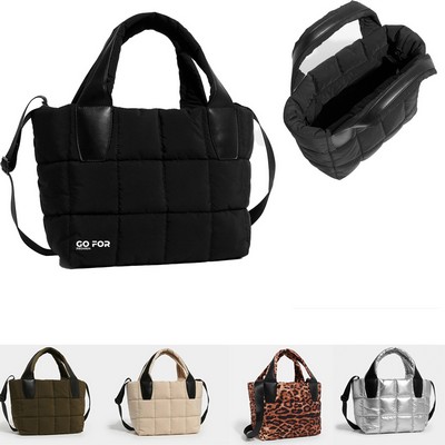 Puffer Tote Bag with Adjustable Strap