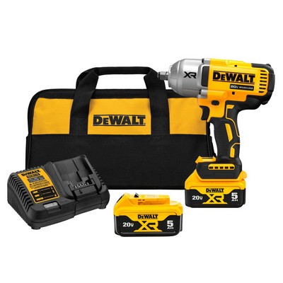 DeWalt 20V Max Xr High Torque 1/2" Impact Wrench Kit W/ Two 5.0Ah Batteries