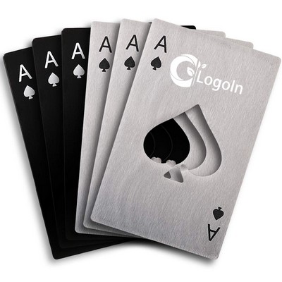 Ace of Spades Poker Stainless Steel Flat Casino Bottle Opener