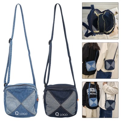 7.5 X 7.9" Denim Square Zippered Phone Bag
