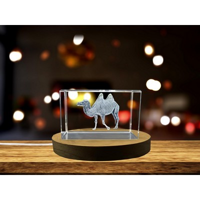 Wild Bactrian Camel 3D Engraved Crystal Trophy Award - Decorative Gift for Recognition