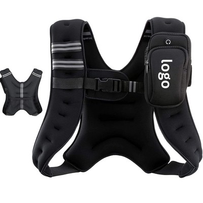 Adjustable Neoprene Weighted Vest with Reflective Strips & Phone Pocket - Strength Training Gear