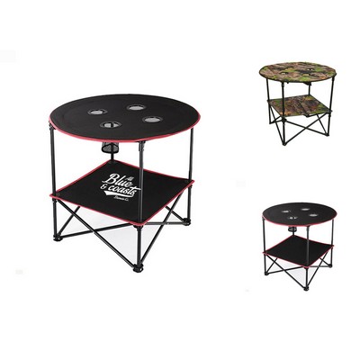 Dual-layer Round Camping Folding Table