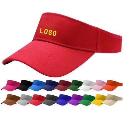 Visor Hat Sun Protection UPF 50+ Wide Brim Sport Adjustable Empty Top Cap