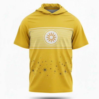 Unisex Sublimated Short Sleeve Interlock Hooded T-Shirt 180 GSM