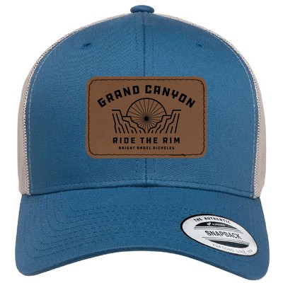 Yupoong 6606 YP Classics Reto Trucker Hat with Leatherette Patches or Embroidery