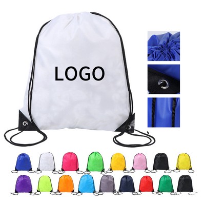 Polyester Drawstring Bag With Front Pocket And Reinforced Corners